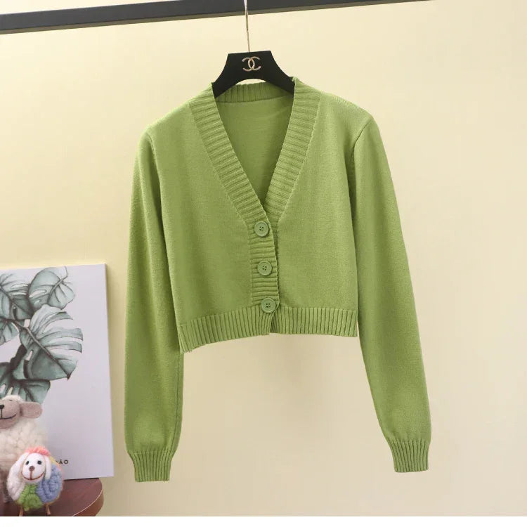 Cardigan Sweaters V Neck - Piña Colada