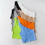 One Shoulder Cropped Tank - Piña Colada