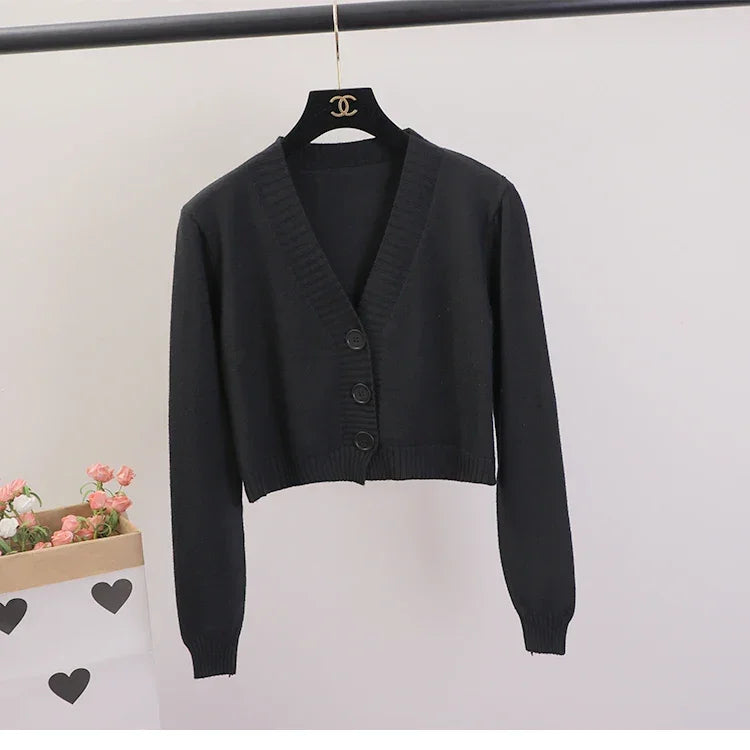 Cardigan Sweaters V Neck - Piña Colada