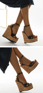 Gladiator Buckle Strap Wedge Sandals - Piña Colada
