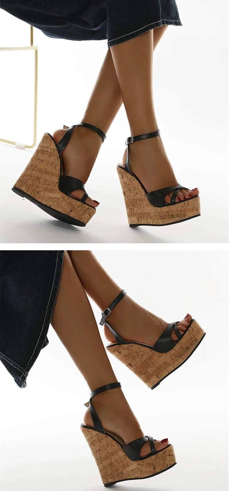 Gladiator Buckle Strap Wedge Sandals - Piña Colada