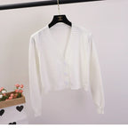 Cardigan Sweaters V Neck - Piña Colada