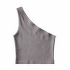 One Shoulder Cropped Tank - Piña Colada