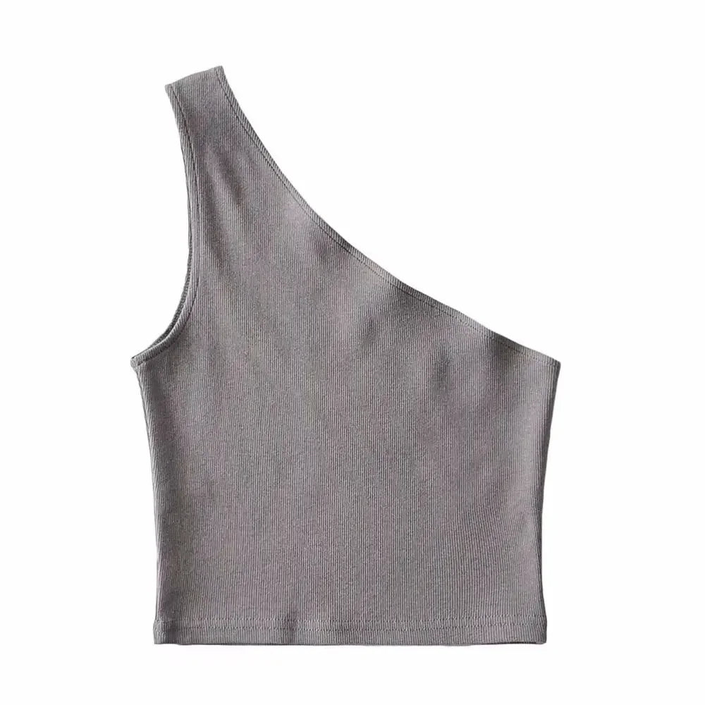 One Shoulder Cropped Tank - Piña Colada
