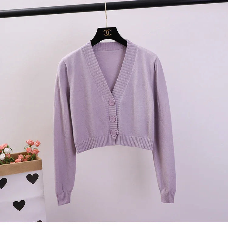Cardigan Sweaters V Neck - Piña Colada
