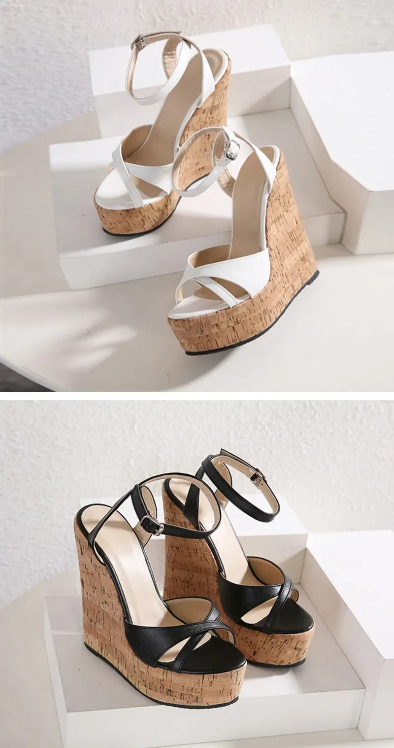 Gladiator Buckle Strap Wedge Sandals - Piña Colada