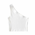 One Shoulder Cropped Tank - Piña Colada