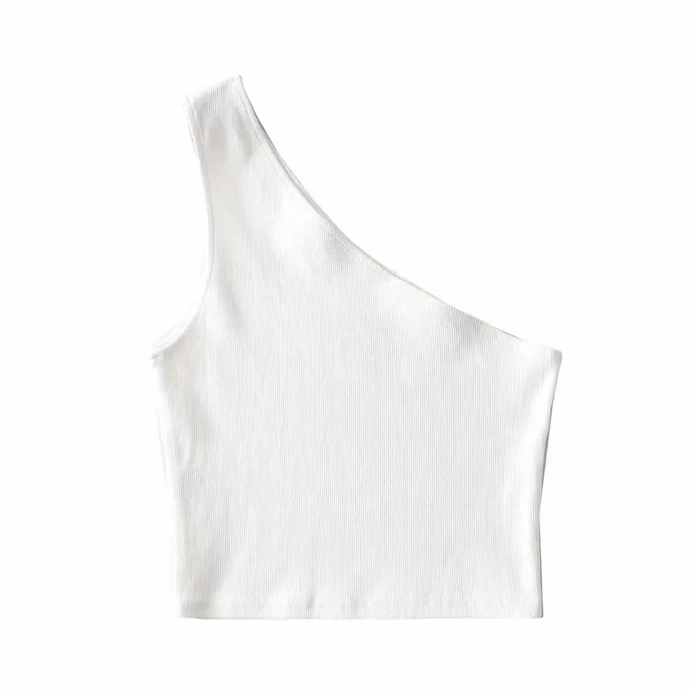 One Shoulder Cropped Tank - Piña Colada