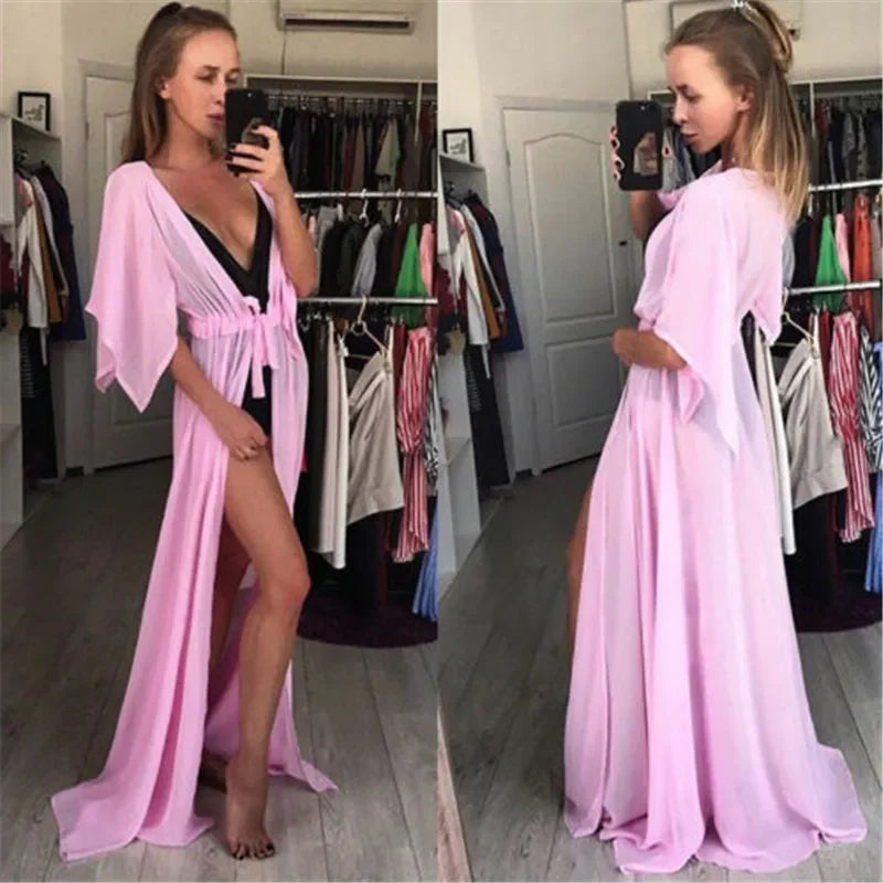 Summer Lady Beach Cover Up Chiffon Long - Piña Colada