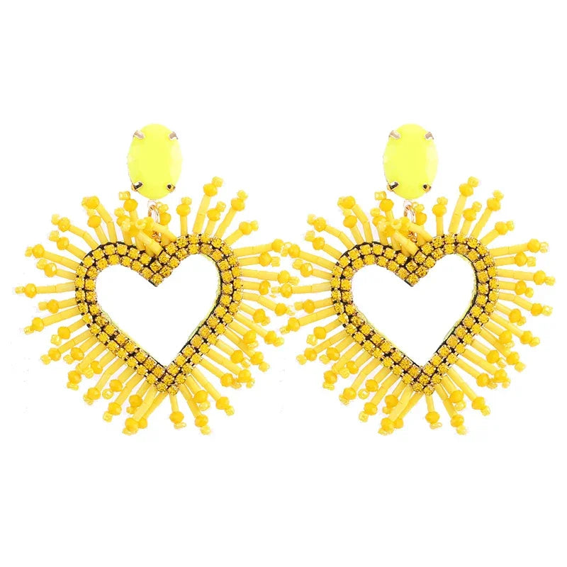 Boho Heart Dangle Drop Earring - Piña Colada