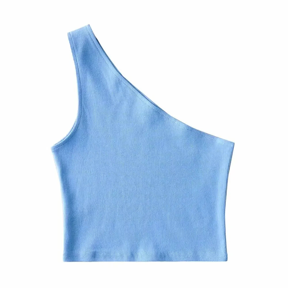 One Shoulder Cropped Tank - Piña Colada