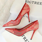 Flower Lace Mesh Pumps - Piña Colada