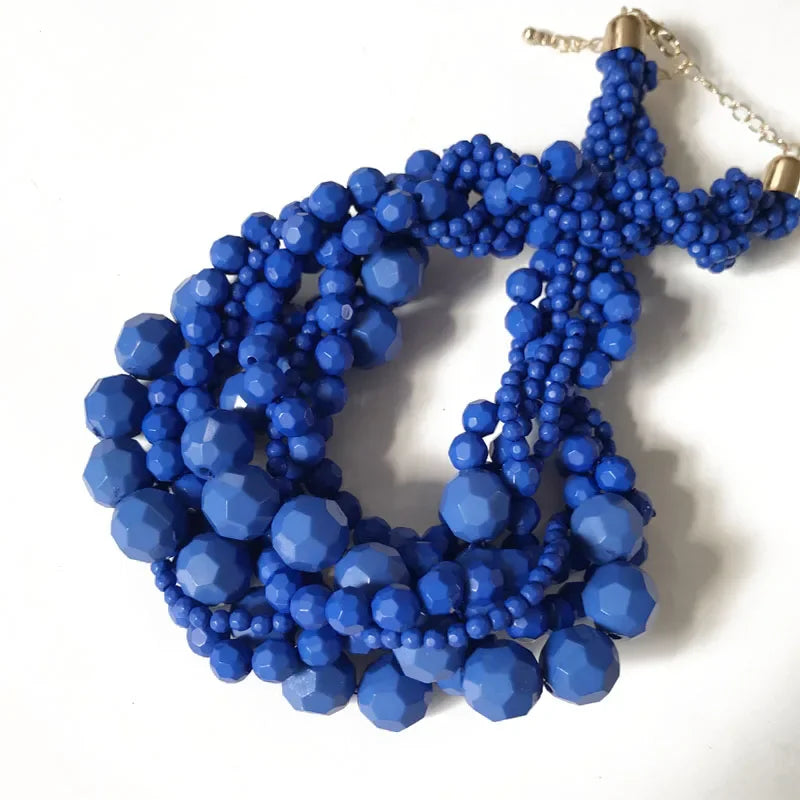 Acrylic Beads Braided Choker Necklace - Piña Colada