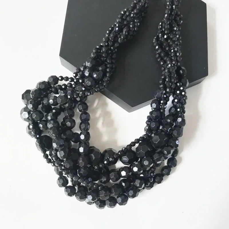 Acrylic Beads Braided Choker Necklace - Piña Colada