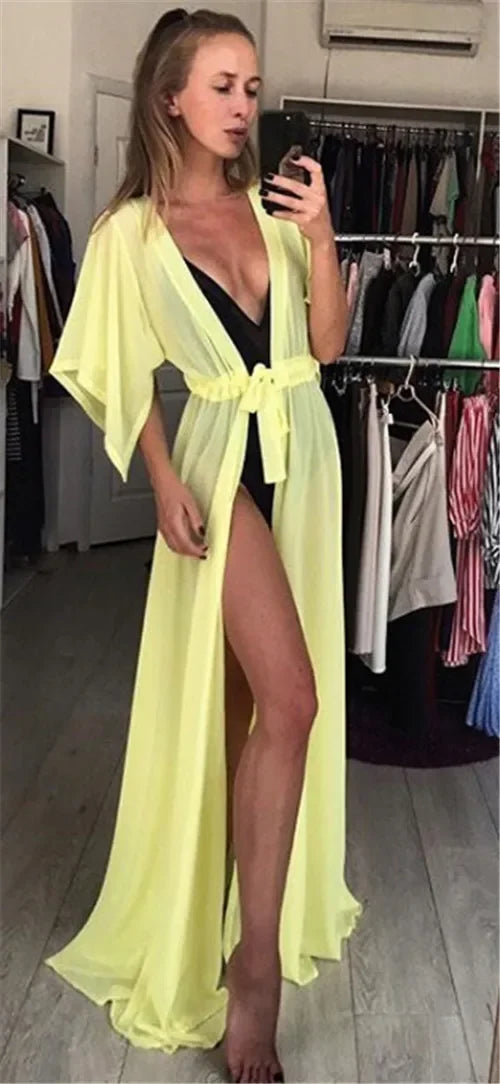 Summer Lady Beach Cover Up Chiffon Long - Piña Colada