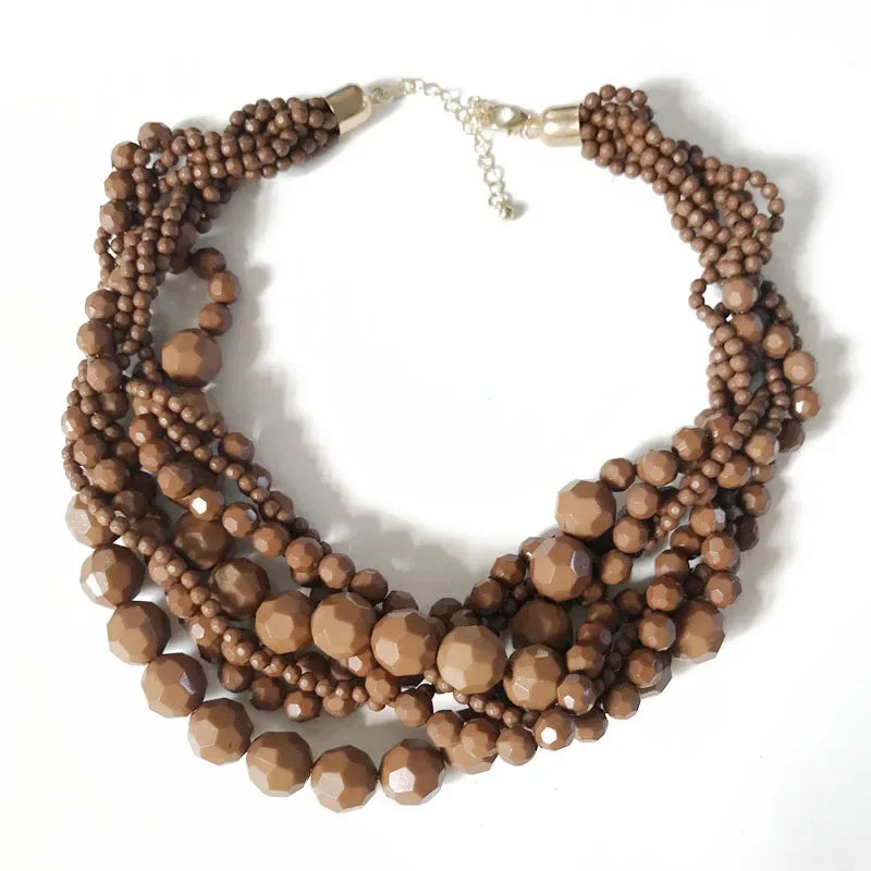 Acrylic Beads Braided Choker Necklace - Piña Colada