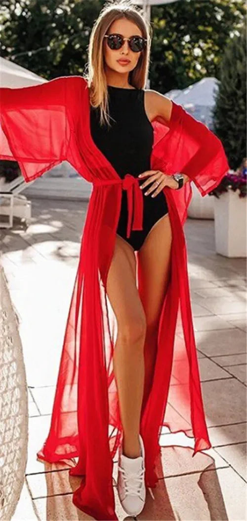 Summer Lady Beach Cover Up Chiffon Long - Piña Colada