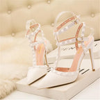 Double Buckle High Heels Pointed - Piña Colada