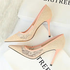 Flower Lace Mesh Pumps - Piña Colada