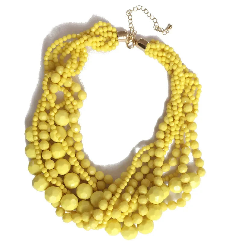 Acrylic Beads Braided Choker Necklace - Piña Colada