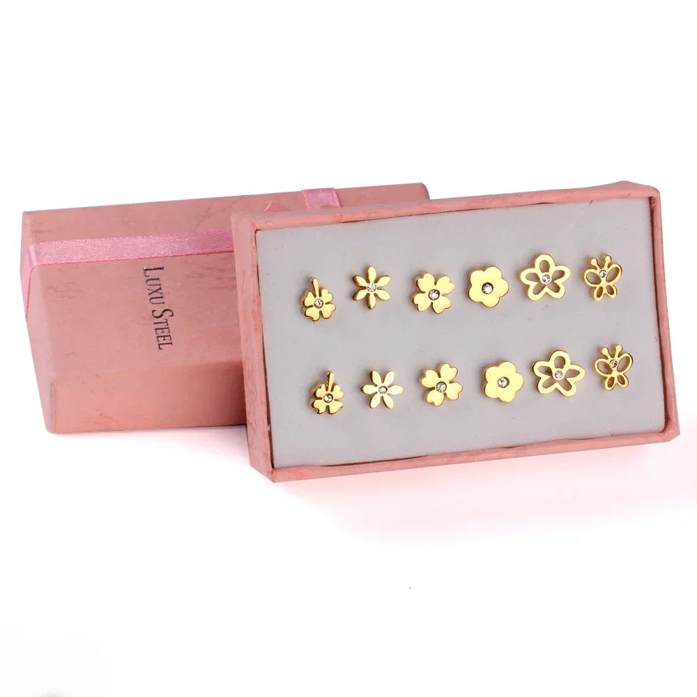FLowers 6Pairs Earring - Piña Colada