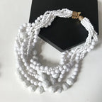 Acrylic Beads Braided Choker Necklace - Piña Colada