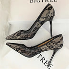 Flower Lace Mesh Pumps - Piña Colada