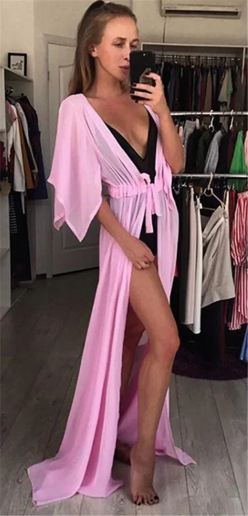 Summer Lady Beach Cover Up Chiffon Long - Piña Colada
