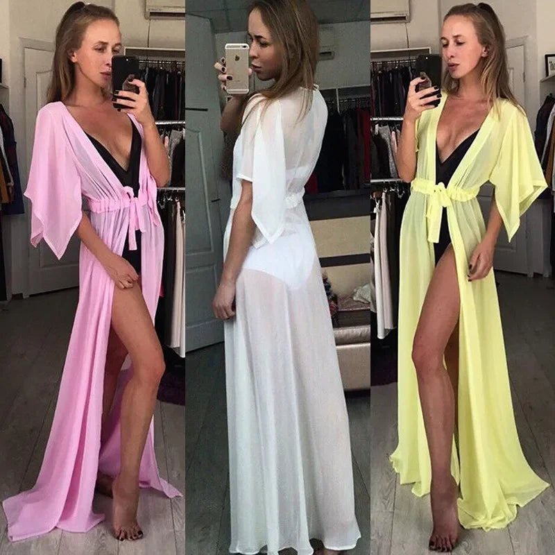 Summer Lady Beach Cover Up Chiffon Long - Piña Colada