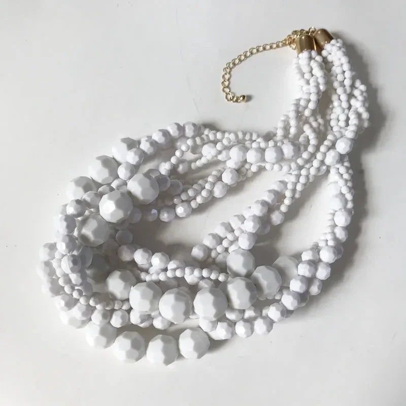 Acrylic Beads Braided Choker Necklace - Piña Colada