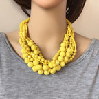 Acrylic Beads Braided Choker Necklace - Piña Colada