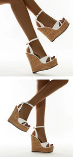 Gladiator Buckle Strap Wedge Sandals - Piña Colada