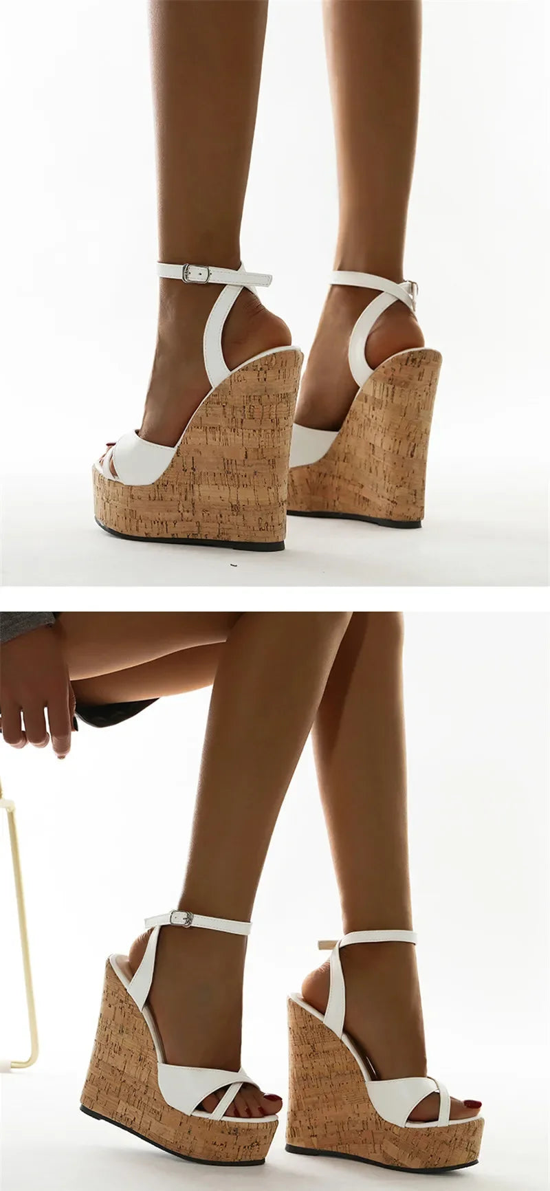 Gladiator Buckle Strap Wedge Sandals - Piña Colada