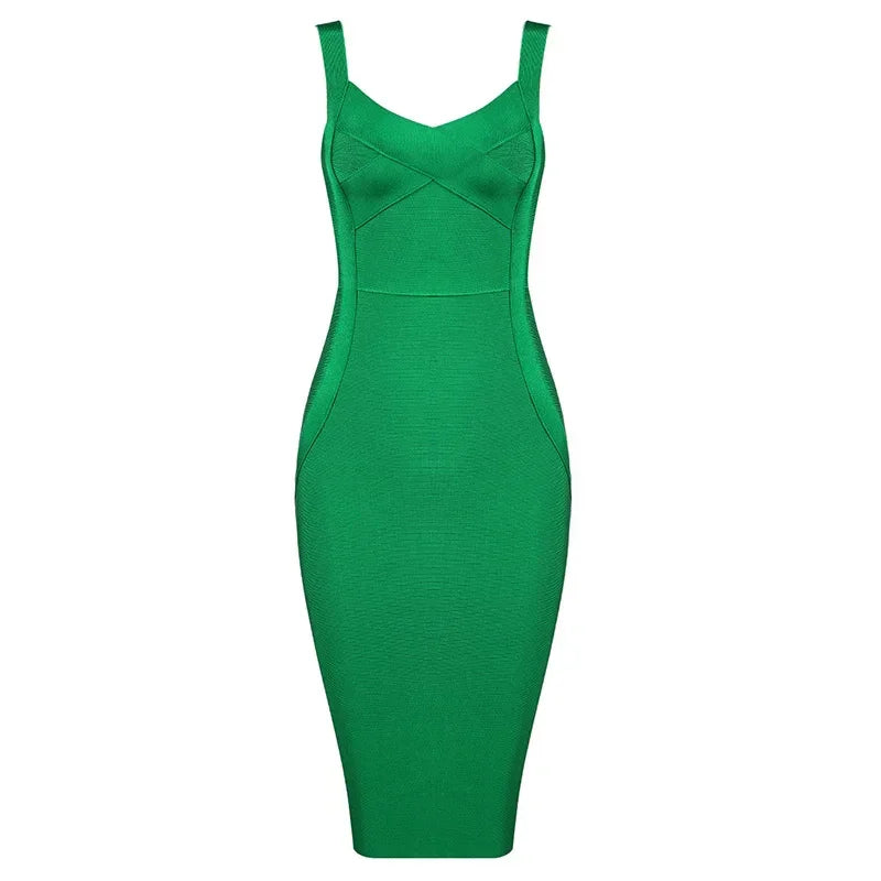 Denim Bodycon Dress – Knee-Length V-Neck Club Style - Piña Colada