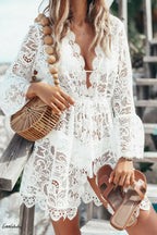V-neck Lace Cover Up - Piña Colada