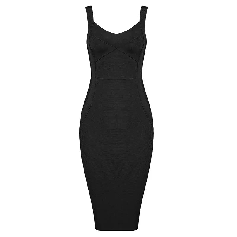 Denim Bodycon Dress – Knee-Length V-Neck Club Style - Piña Colada