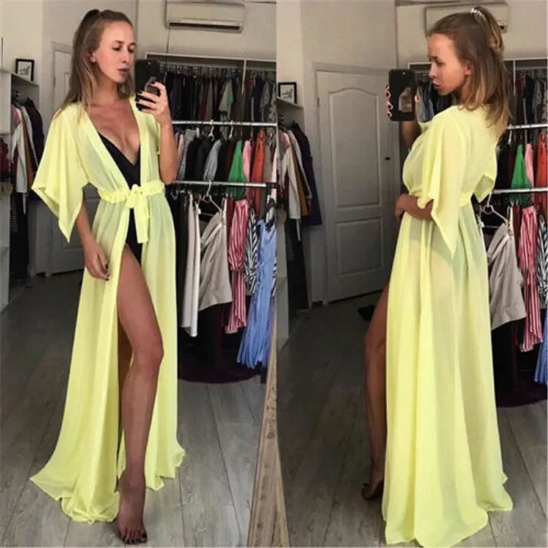 Summer Lady Beach Cover Up Chiffon Long - Piña Colada