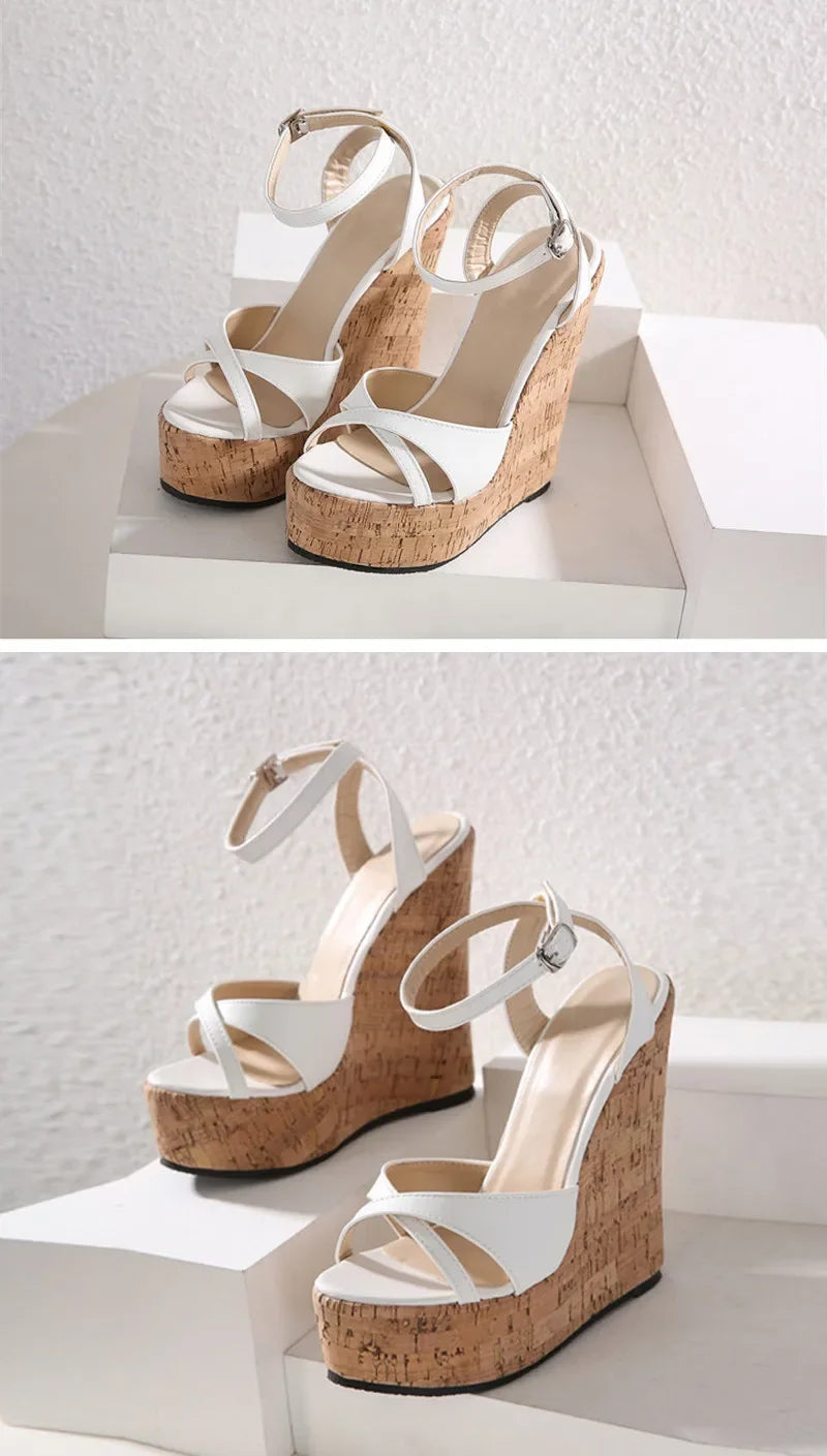 Gladiator Buckle Strap Wedge Sandals - Piña Colada