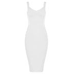 Denim Bodycon Dress – Knee-Length V-Neck Club Style - Piña Colada