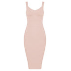 Denim Bodycon Dress – Knee-Length V-Neck Club Style - Piña Colada