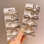 Handmade Pearl & Rhinestone Flower Hairpin Set - Piña Colada