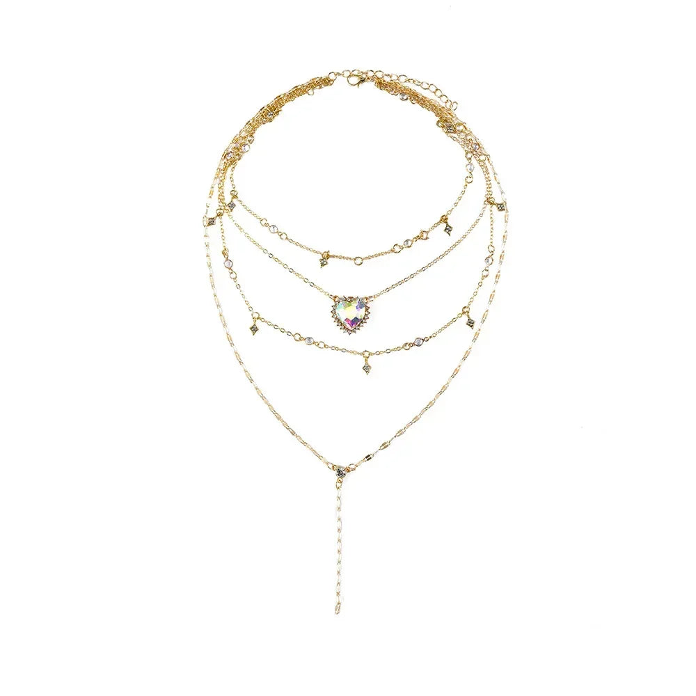 Boho Vintage Gold Crystal Star Pendant