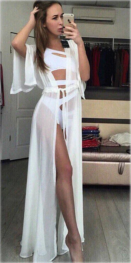 Summer Lady Beach Cover Up Chiffon Long - Piña Colada
