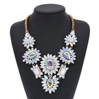 Crystal Rhinestone Tassel Large Collar - Piña Colada
