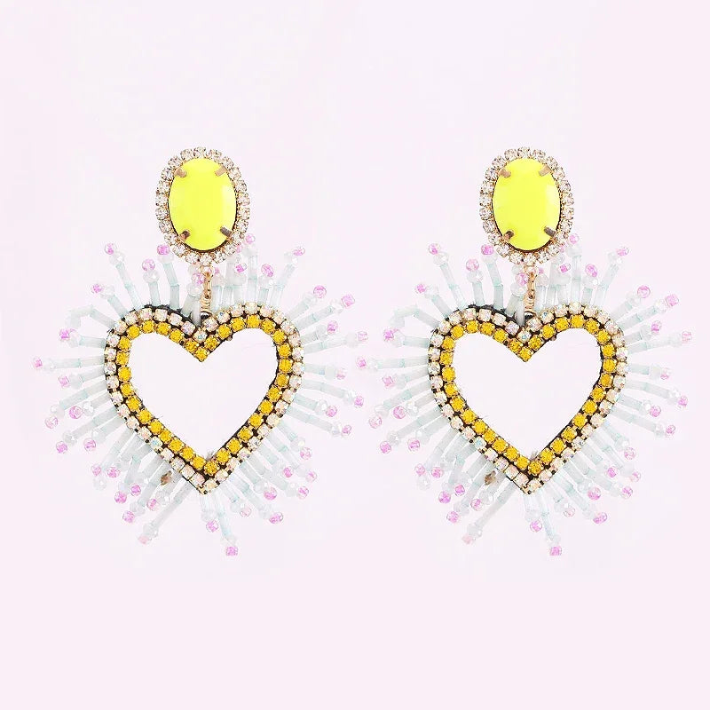 Boho Heart Dangle Drop Earring - Piña Colada