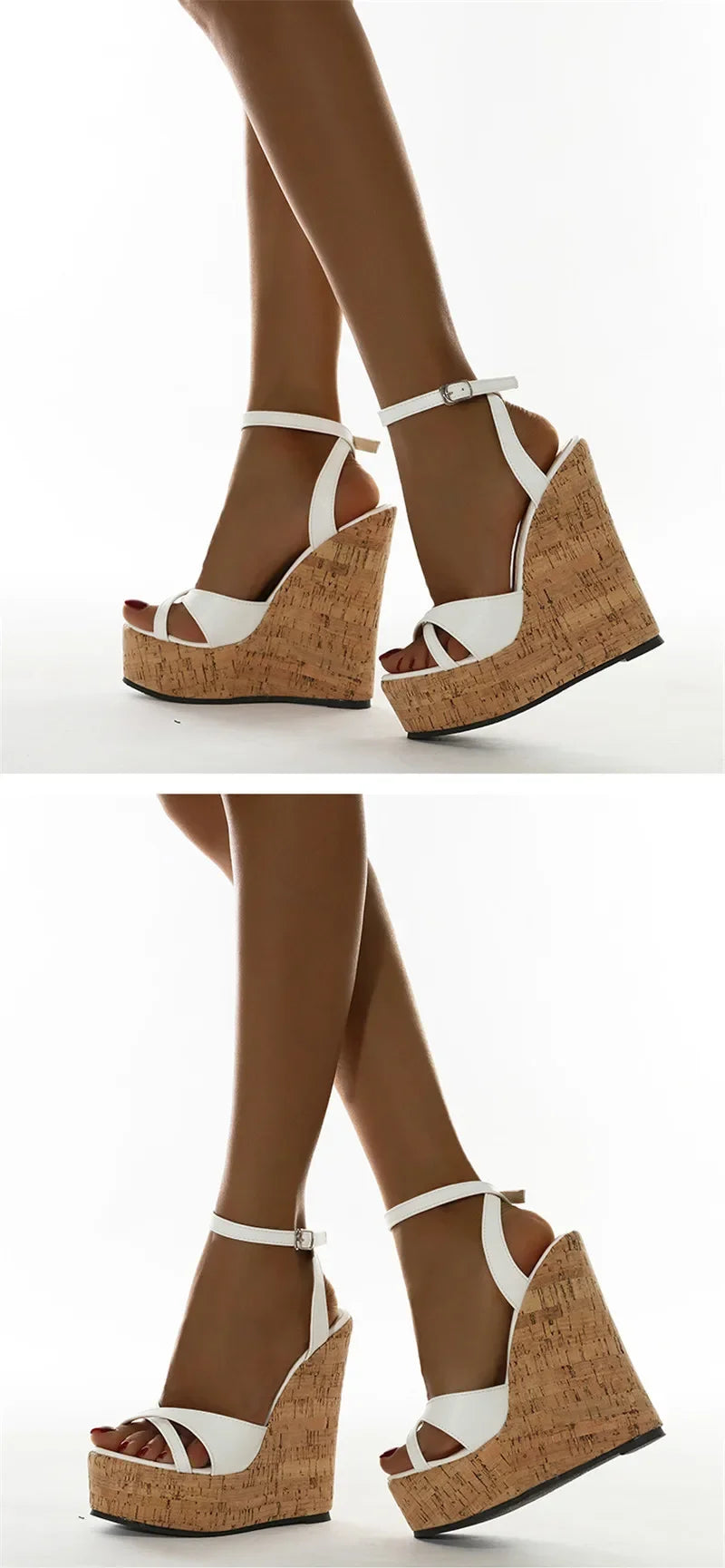 Gladiator Buckle Strap Wedge Sandals - Piña Colada