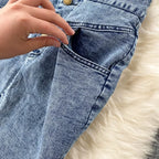 Denim Slash Neck Crop Top & Mid-Calf Skirt Set - Piña Colada