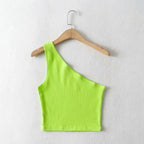 One Shoulder Cropped Tank - Piña Colada
