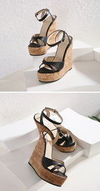 Gladiator Buckle Strap Wedge Sandals - Piña Colada