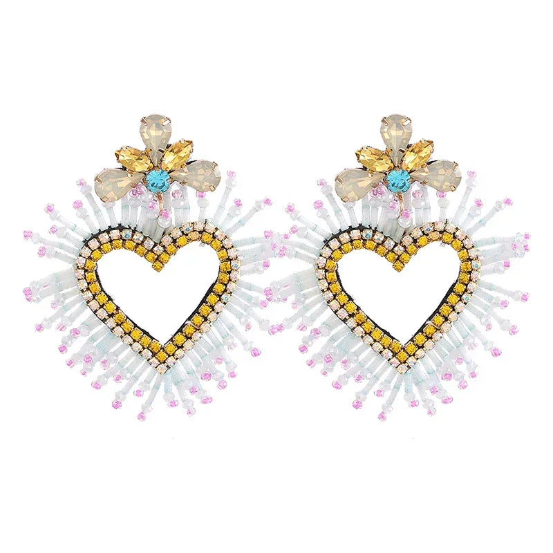 Boho Heart Dangle Drop Earring - Piña Colada
